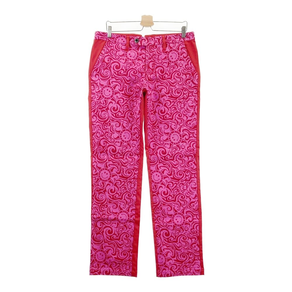 サイズ 4 DANCE WITH DRAGON ダンスウィズドラゴン ロングパンツ ニコちゃん 総柄 レッド系 240101558198 ゴルフウェア メンズ ストスト