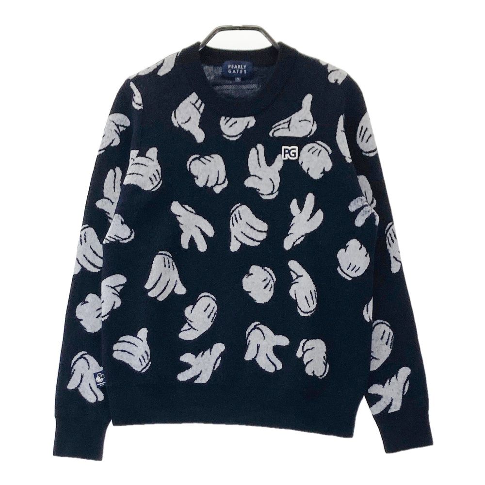 サイズ 1 PEARLY GATES パーリーゲイツ ×Disney ウール混 ニットセーター 総柄 ネイビー系 240101558858 ゴルフウェア レディース ストスト