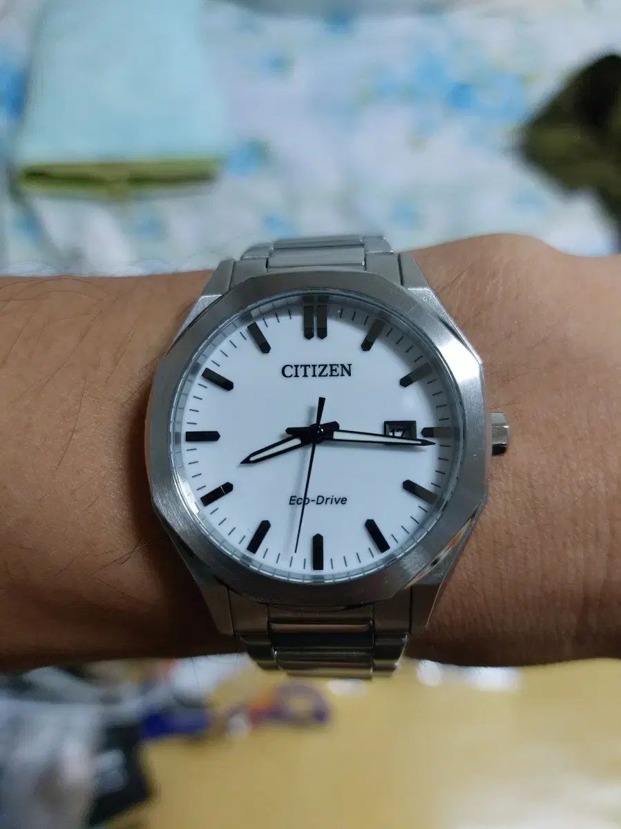 シチズン 옥타곤 白 판 Ecco 드라이브 光 충전 방식