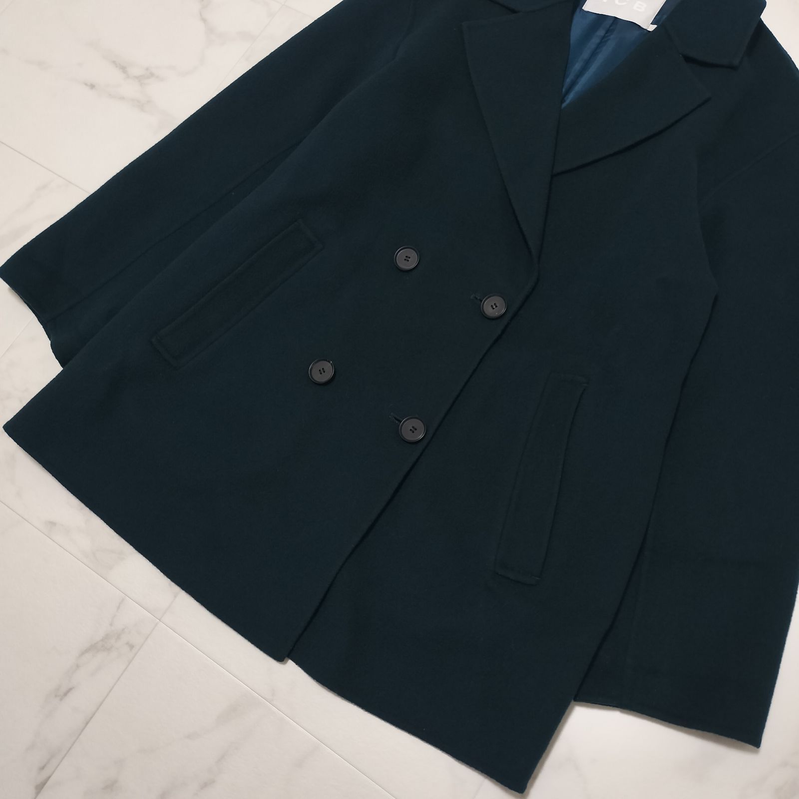 ICB アイシービー ウールカシミヤ リバーPコート ミドル丈 カシミヤ混