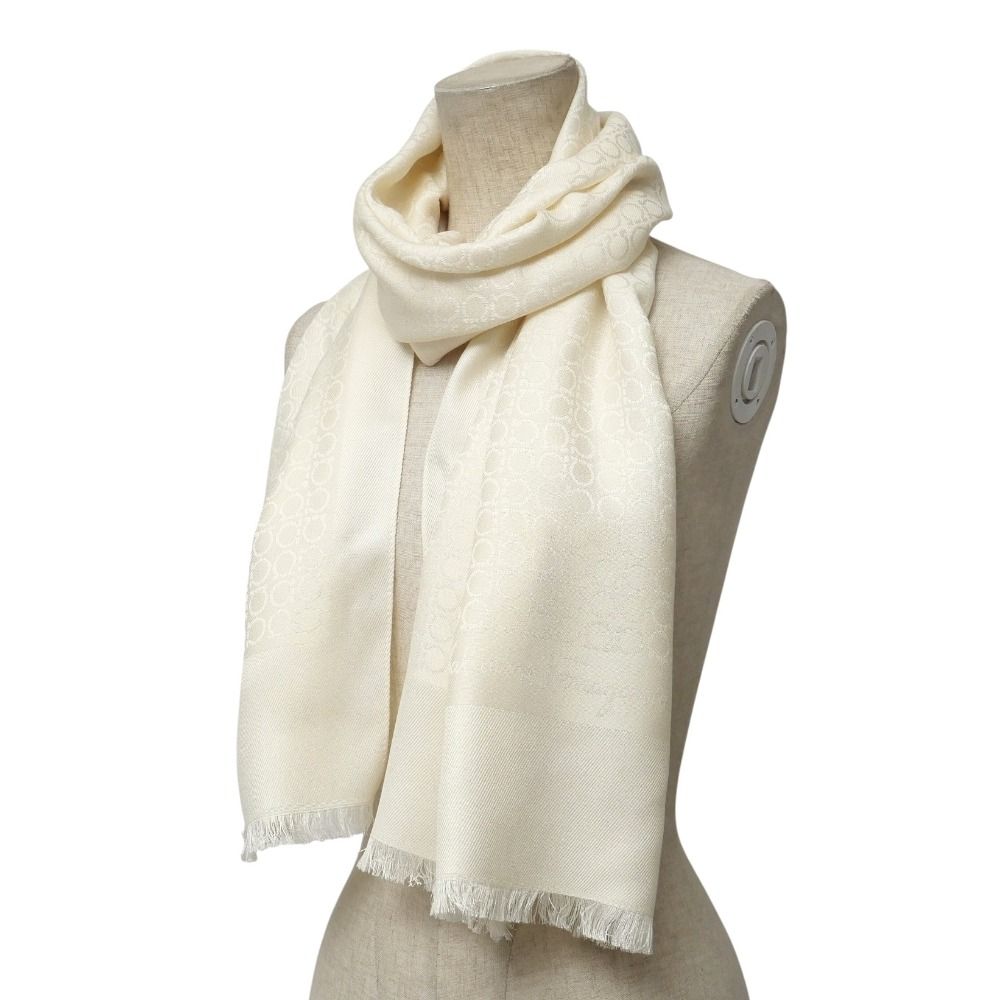 Salvatore Ferragamo サルヴァトーレフェラガモ ストール ガンチーニ 総柄 シルク混 フリンジ マフラー ショール イタリア製 ブランド古着 20251113 RA6556