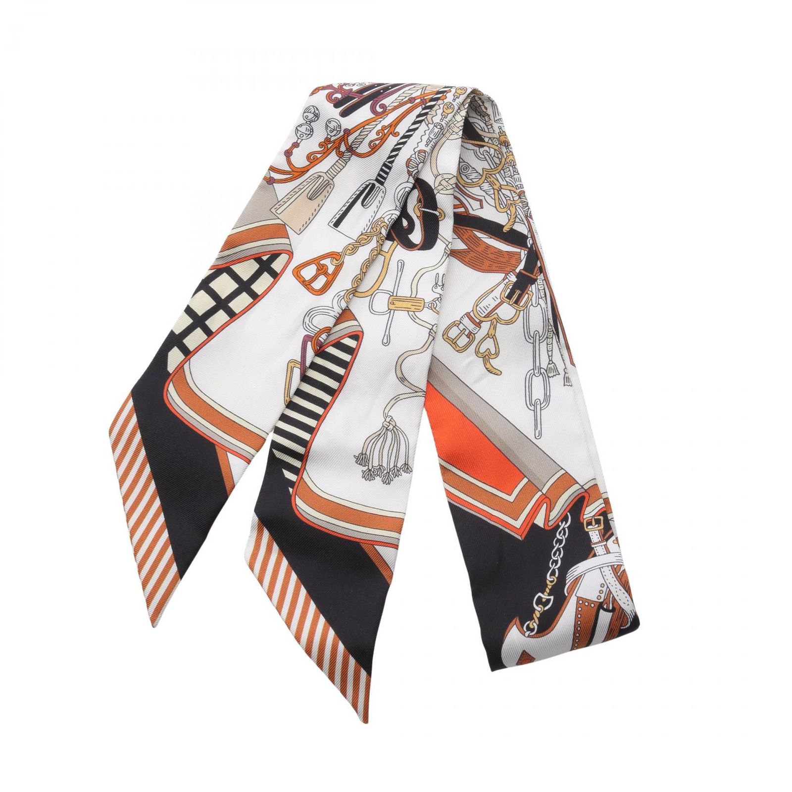 エルメス HERMES スカーフ ツイリー BOUQUETS SELLIER シルク ツイリー レディース Used B