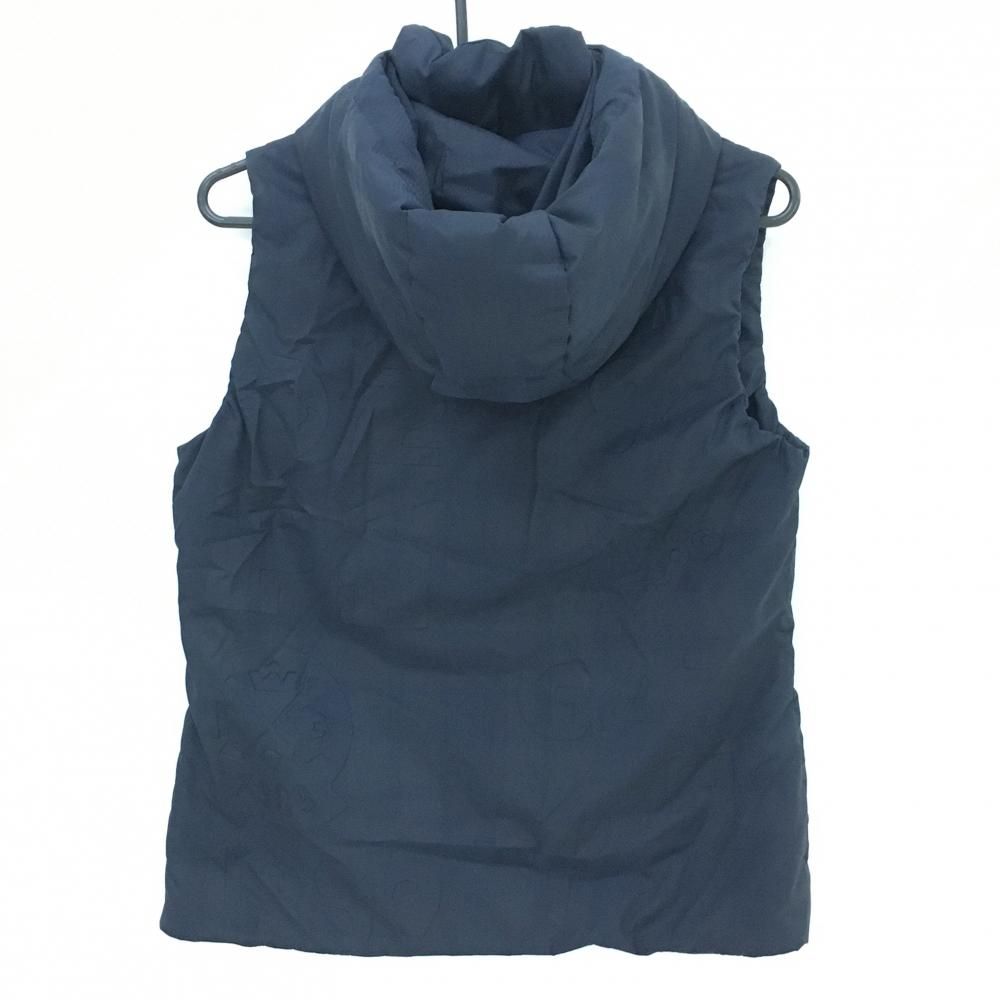 パーリーゲイツ ダウンベスト ネイビー系 ロゴ総柄 凹凸 チェック ニコちゃん スマイル レディース 0 S ゴルフウェア PEARLY GATES