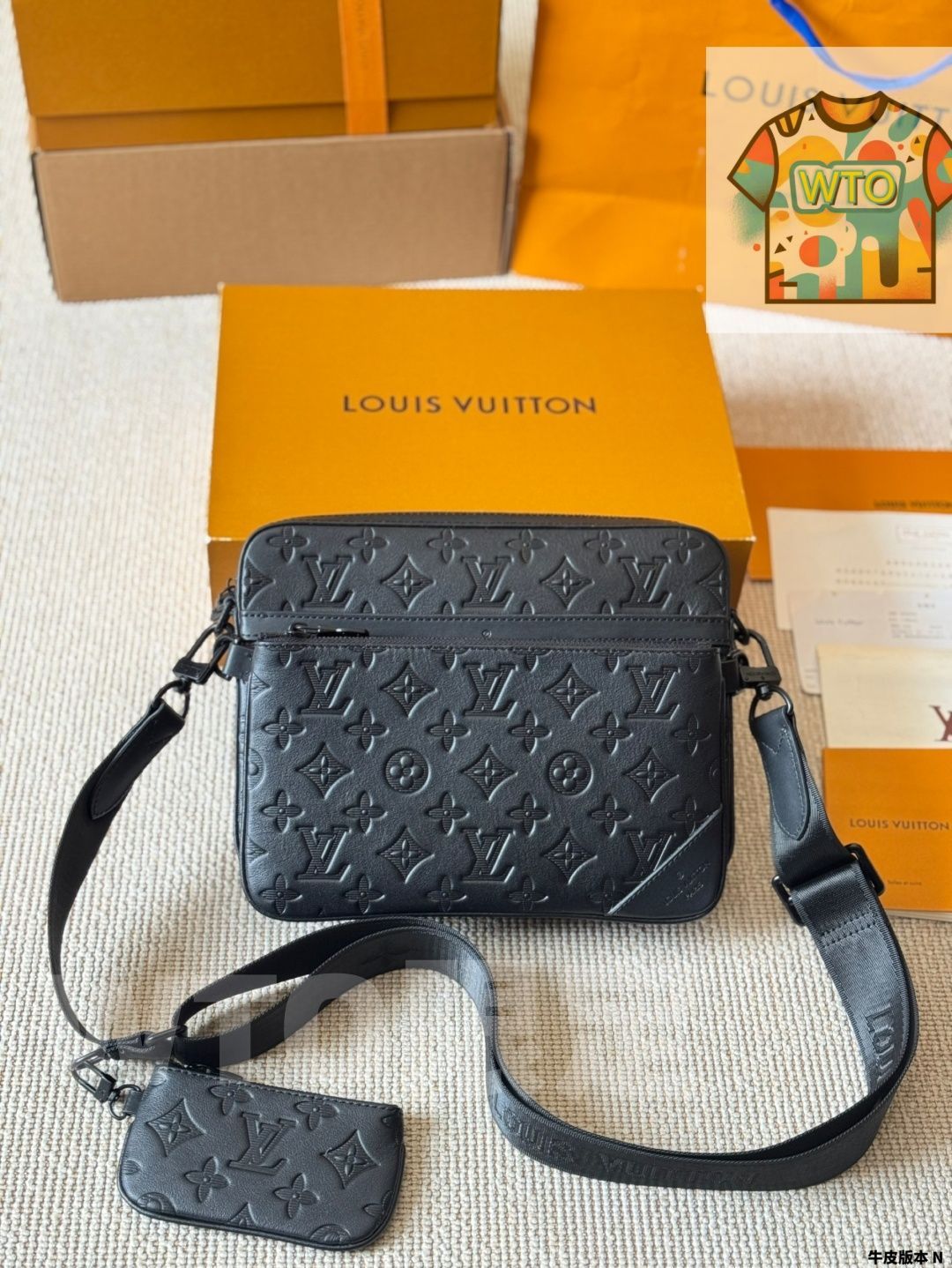 WTO通販 LV メンズ Trio メールマンバッグ ブラックサムライ 3 ピースセット1-WTO輸入-QTH01