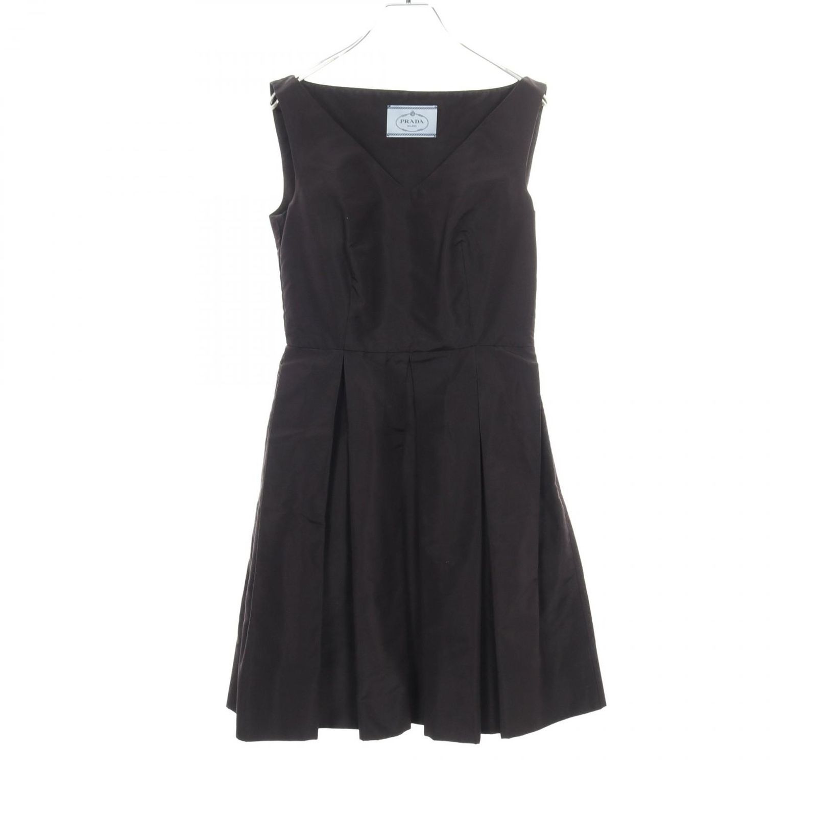 プラダ PRADA ワンピース ボックスプリーツ ブラック シルク ワンピース レディース Used B