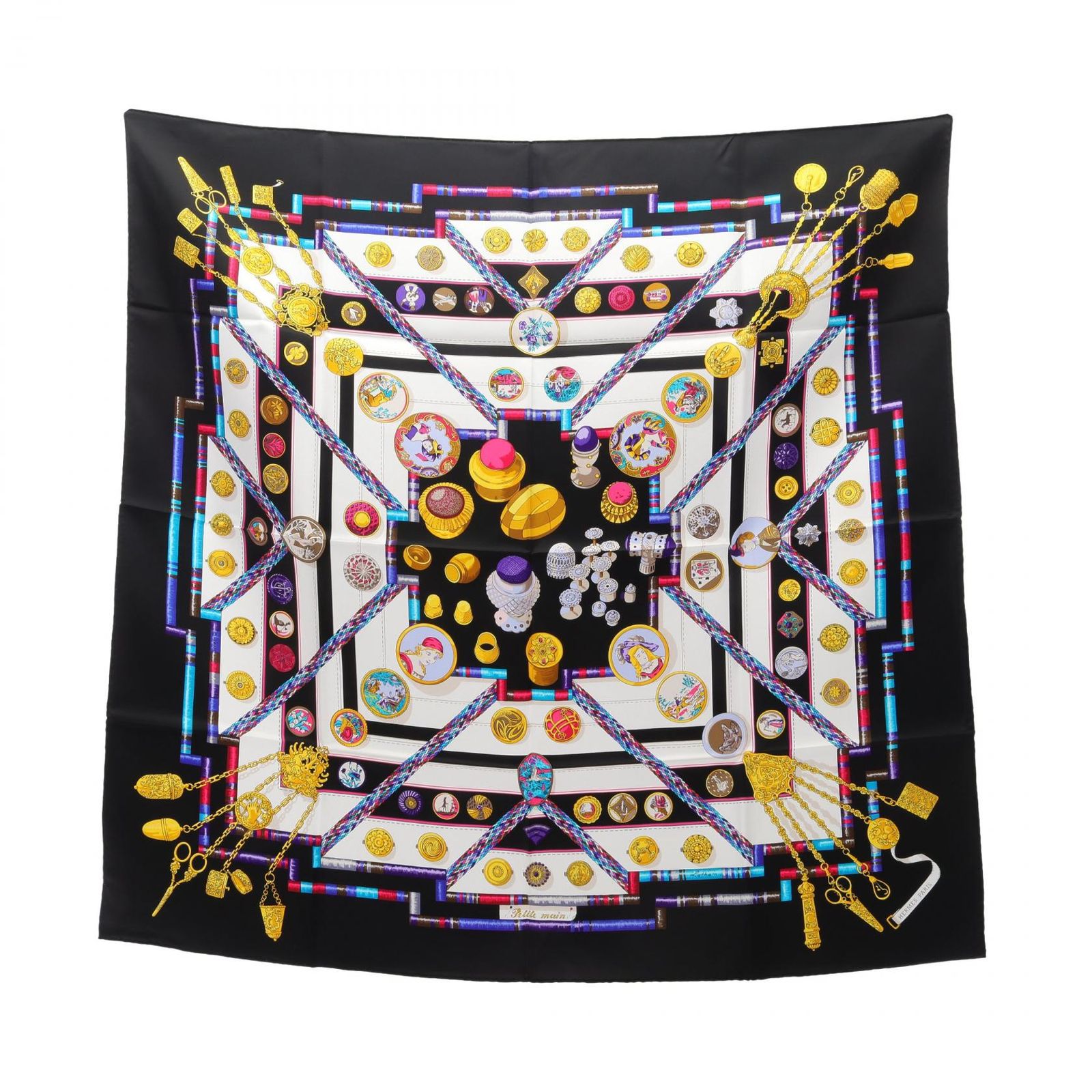 エルメス HERMES スカーフ カレ90 Petite Main シルク レディース A