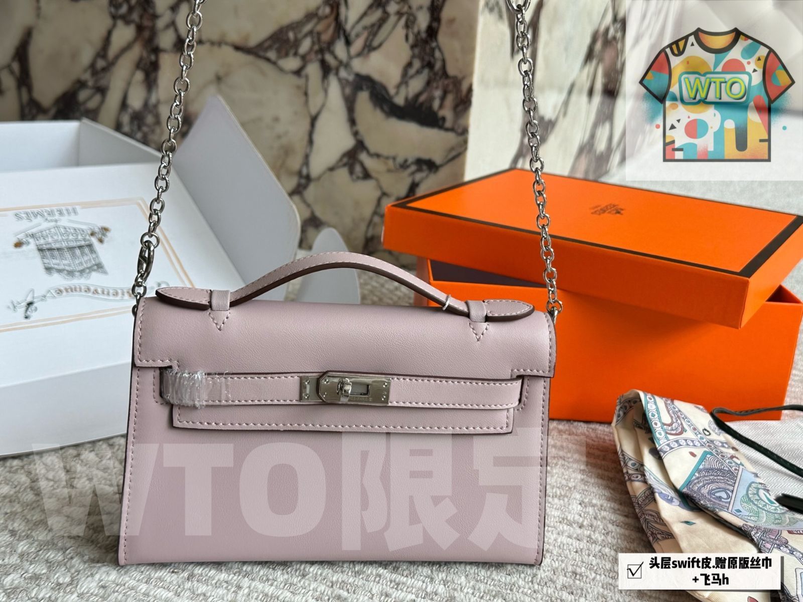 WTO通販 一代 Kelly スイフト牛皮 シルバークラスプ バッグ サイズ 22×13cm 1-WTO輸入-OIM97