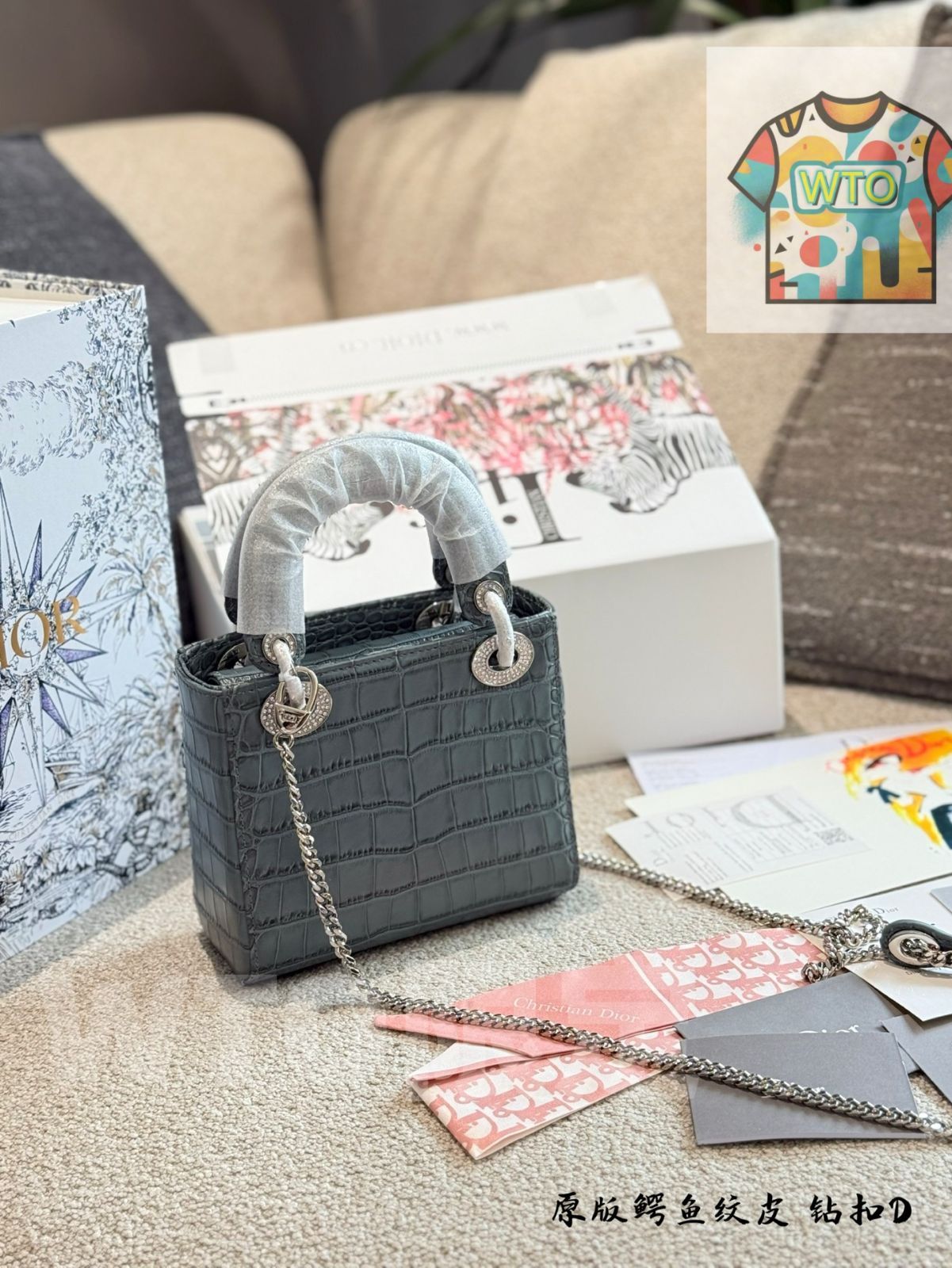 WTO通販 DIOR Lady Dior Crocodile Embossed Leather Bag - ディオール レディー ディオール アメリ クロコダイルエンボス レザーバッグ1-WTO輸入-MGK71