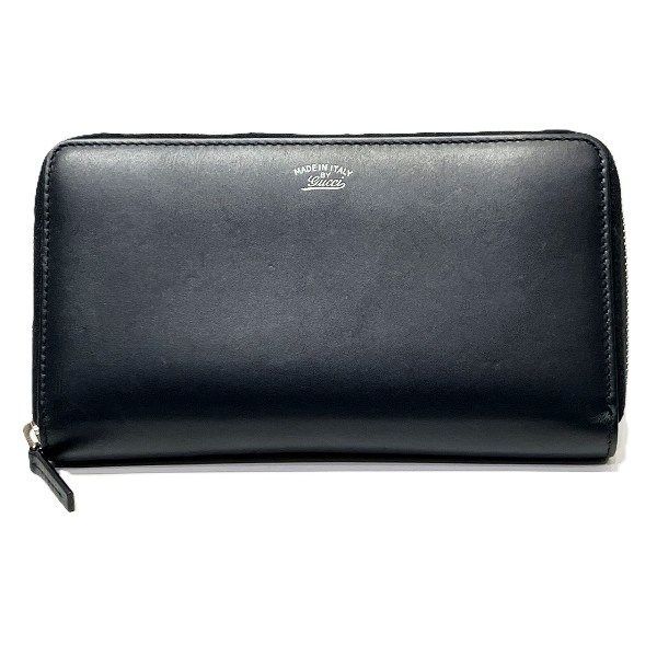 グッチ GUCCI 368378 ブラック×ホワイト レザー ラウンドファスナー 長財布 ユニセックス