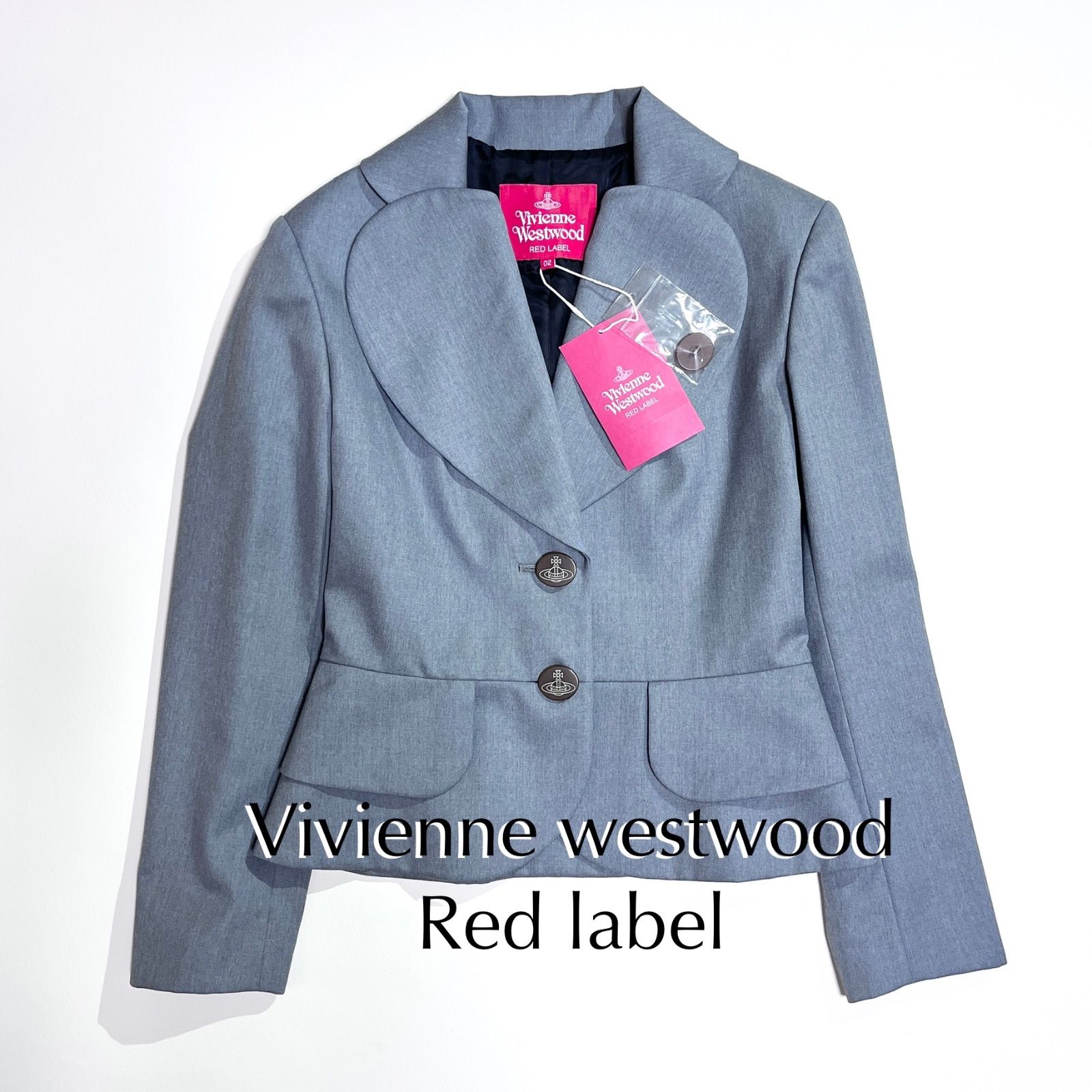 ck37 Vivienne westwood red label 初期タグ ラブジャケット ラブ襟 大きい オーブ オーブロゴ ウール 毛 ペプラム ジャケット シャドーオーブ ポケット LOVE