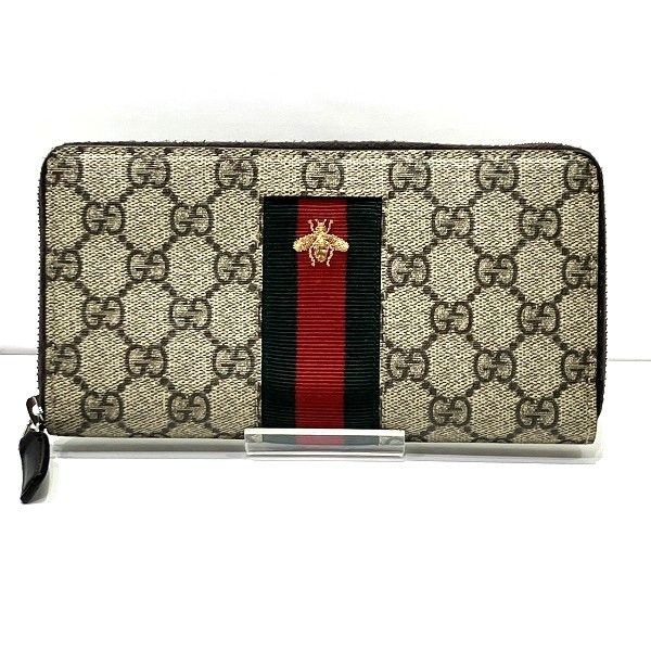 グッチ GUCCI シェリーライン 408831 GGスプリーム ビー ラウンドファスナー 財布 長財布 ユニセックス
