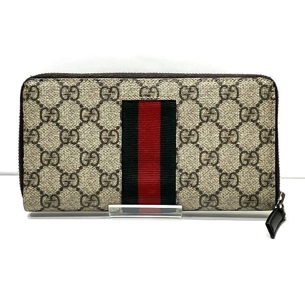 グッチ GUCCI シェリーライン 408831 GGスプリーム ビー ラウンドファスナー 財布 長財布 ユニセックス