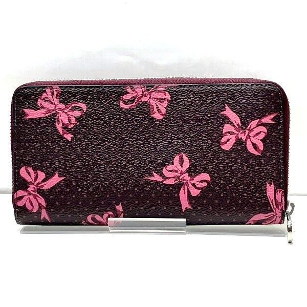 コーチ COACH CZ327 ラウンドファスナー リボンプリント 長財布 レディース