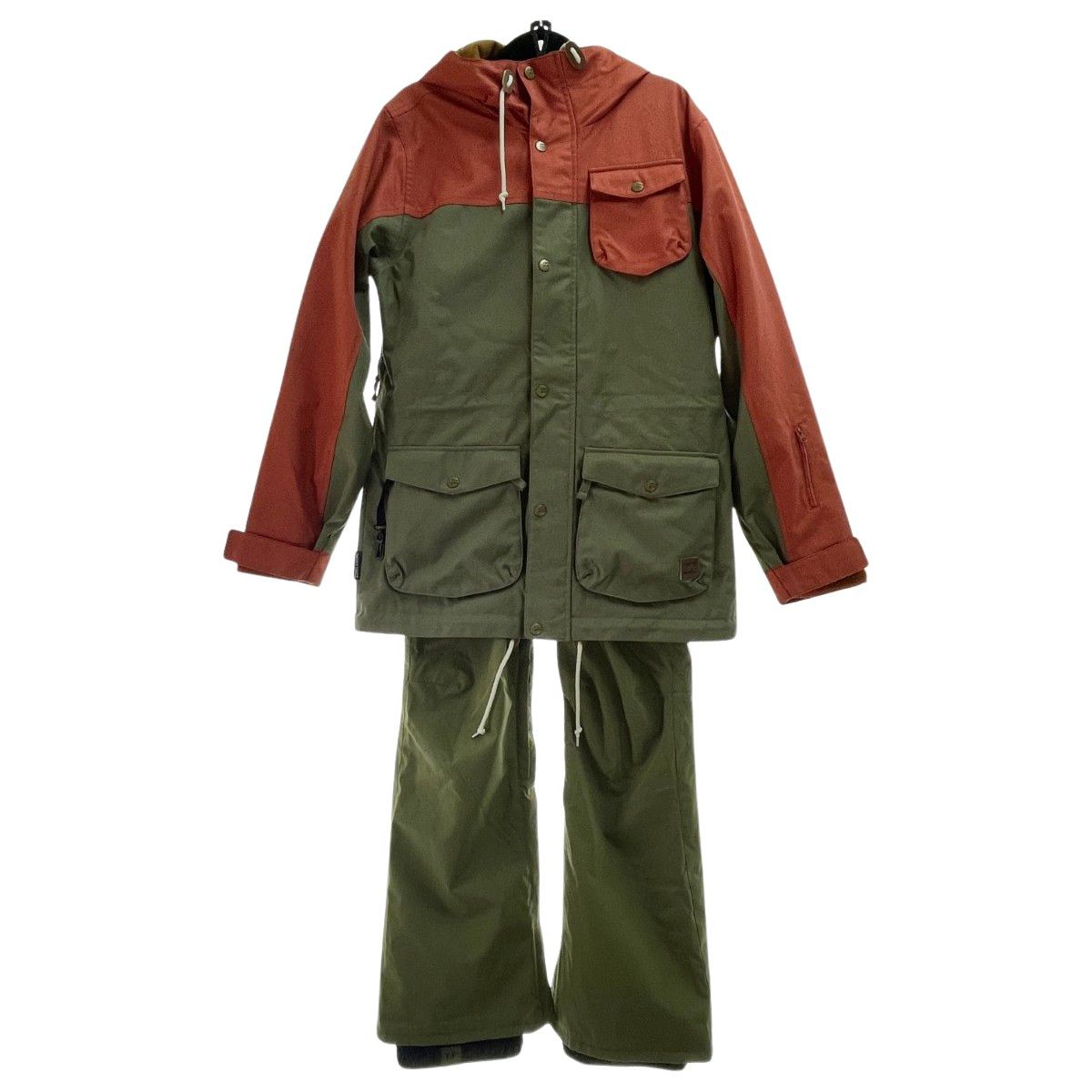 〇〇BILABONG スノーボードウェア 上下セット ジャケットL パンツM AG01L-758 カーキ