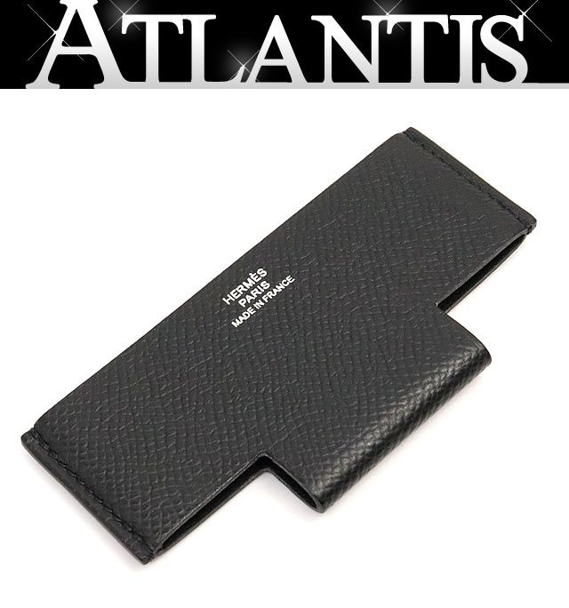 広尾店 エルメス HERMES Hポケット カードケース エプソン 黒 K刻印 17577