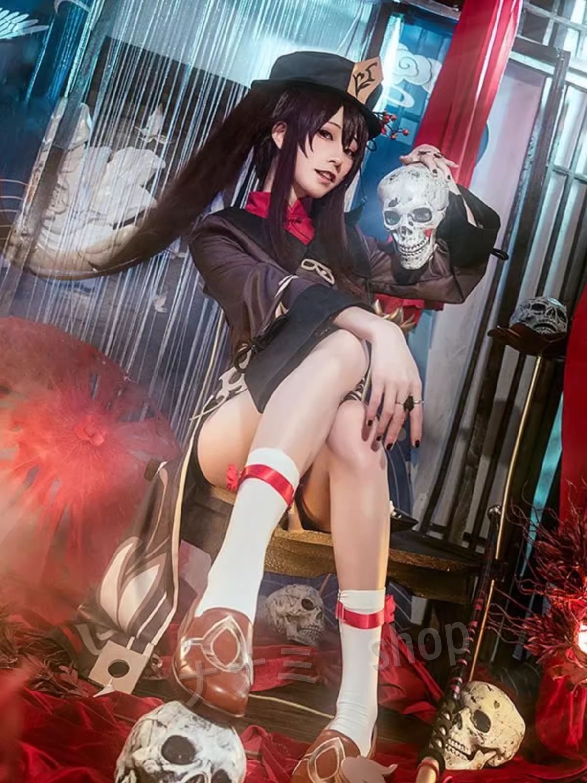 原神 げんしん 胡桃コスプレ衣装 豪華版 フルセット コスプレ衣装 ウィッグ付き-靴追加 可 コスチューム cosplay 演出