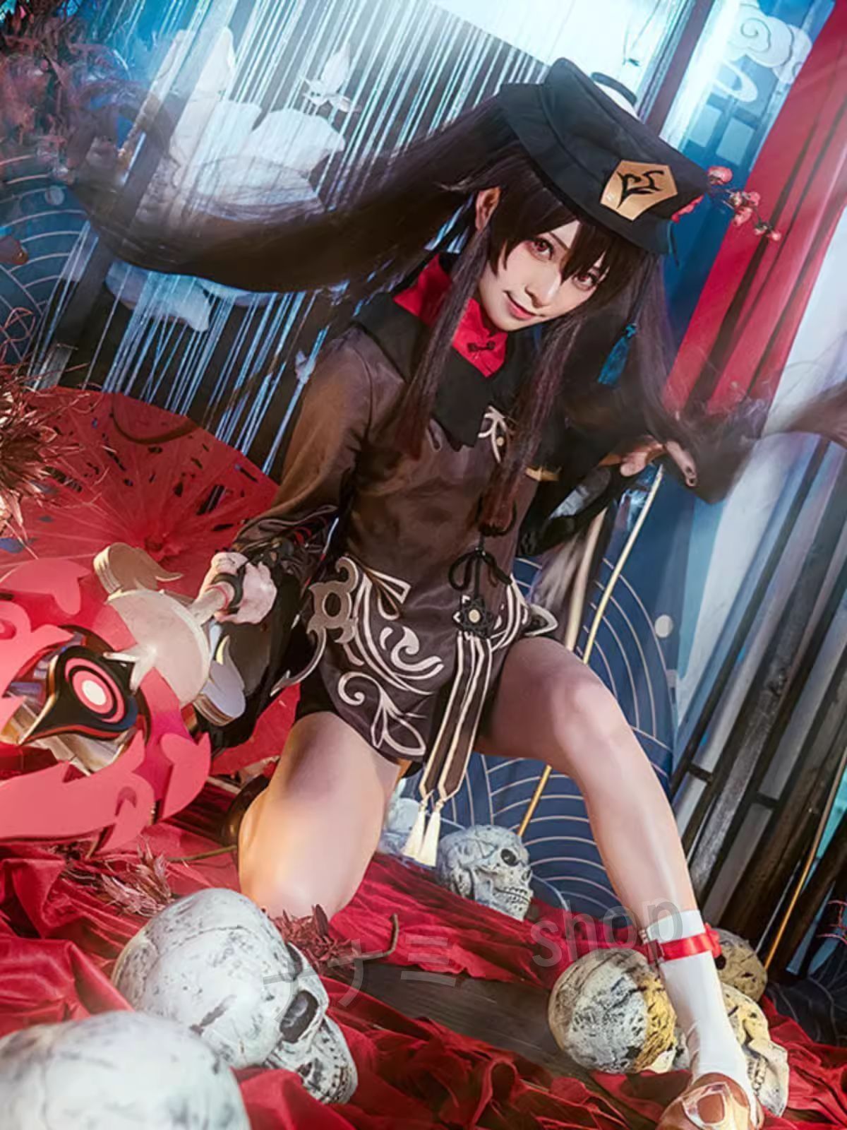 原神 げんしん 胡桃コスプレ衣装 豪華版 フルセット コスプレ衣装 ウィッグ付き 靴追加 可 コスチューム cosplay 演出