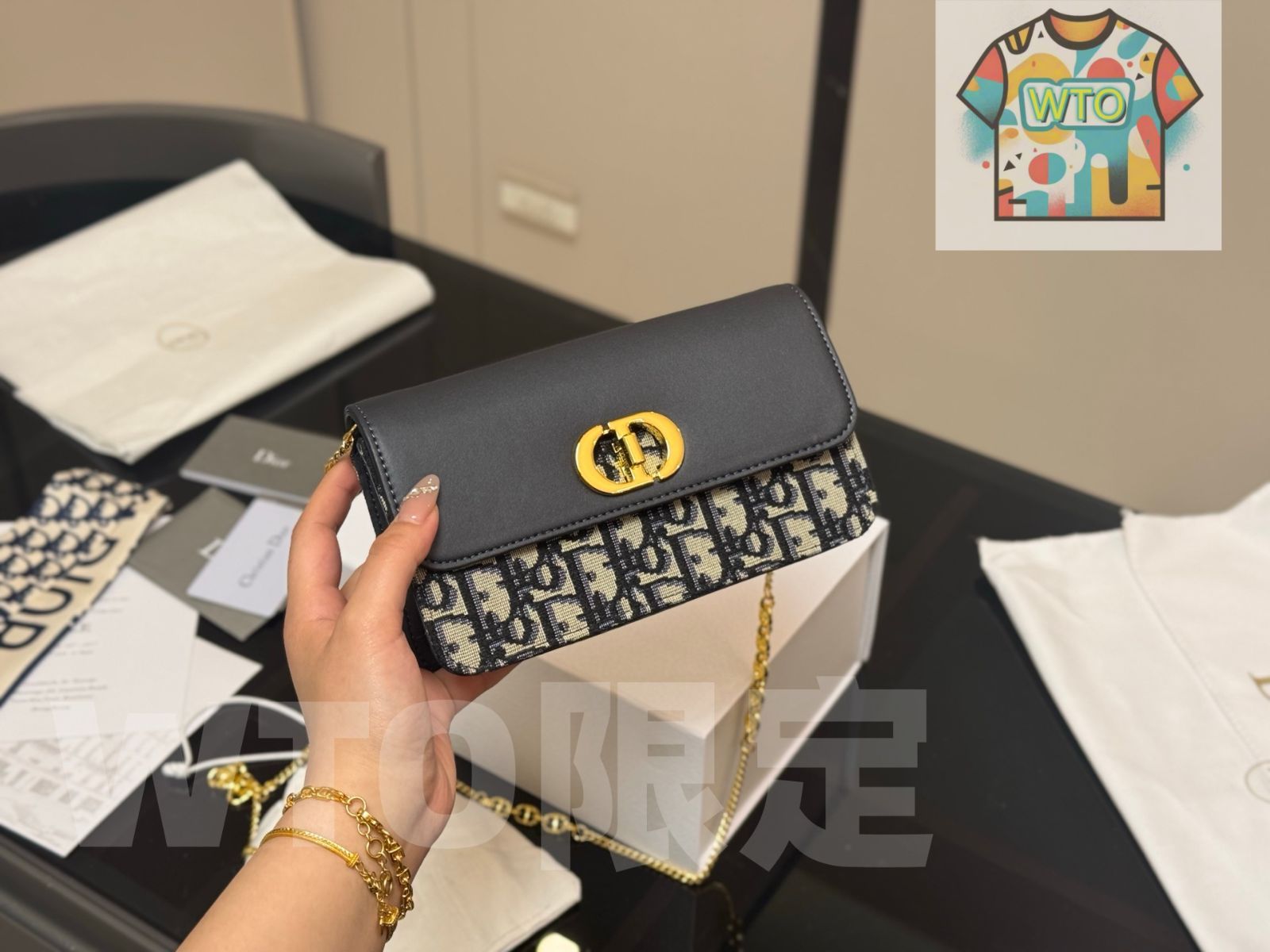  今日 Dior Montaigne Chain ディオー モンターニュ チェーン ショルダーバッグ ショルダーバッグ
