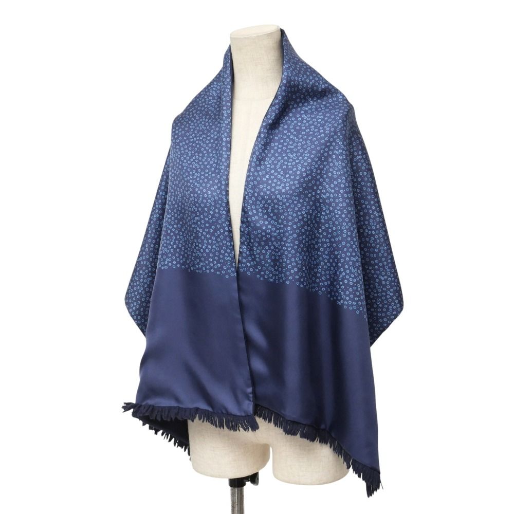 HERMES エルメス マフラー シルク × アンゴラ ドット 総柄 フリンジ ストール ブランド古着 RA 6522