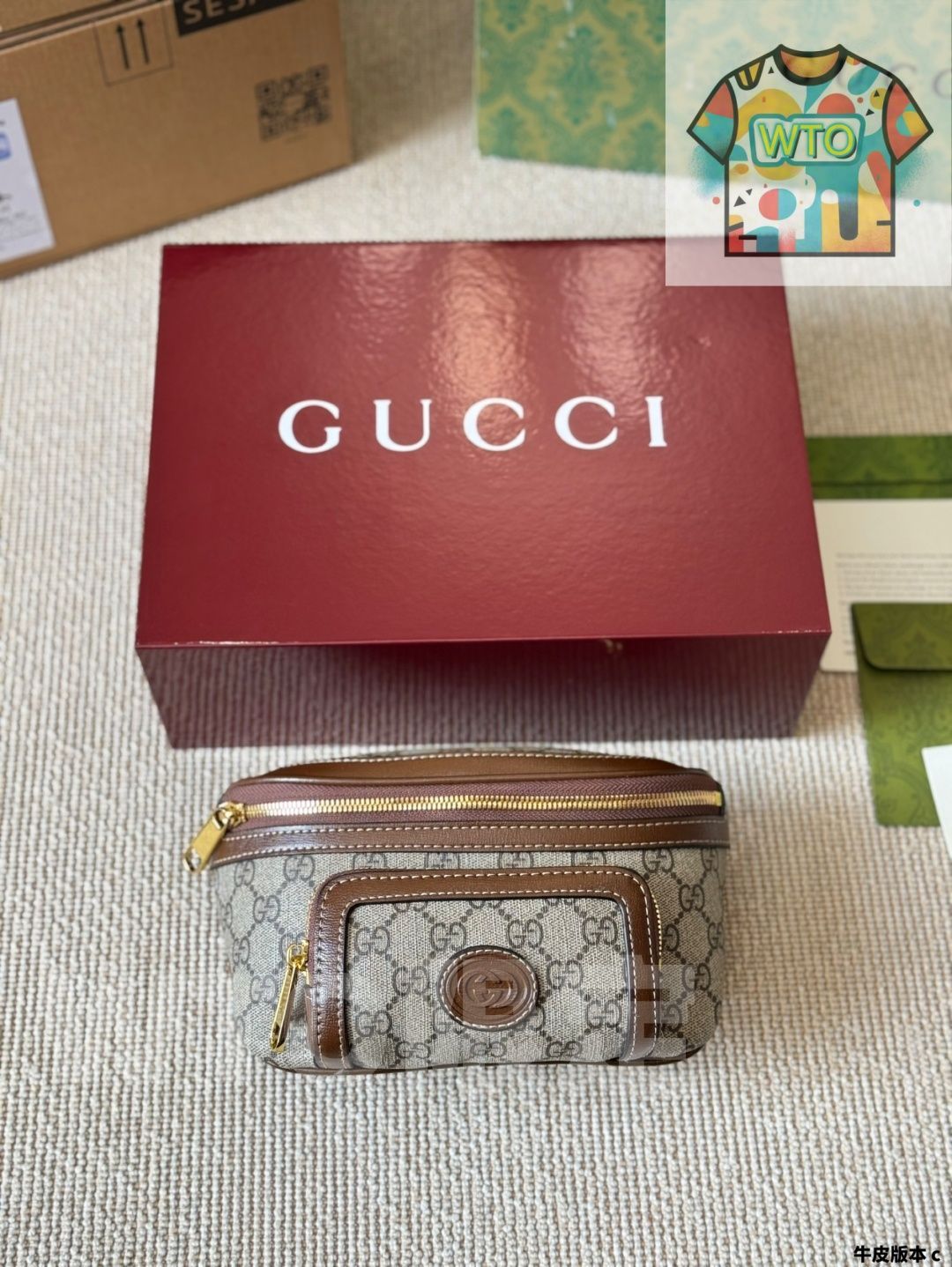 今日 Gucci 胸バッグ ウエストバッグ グッチ プリント チェストバッグ