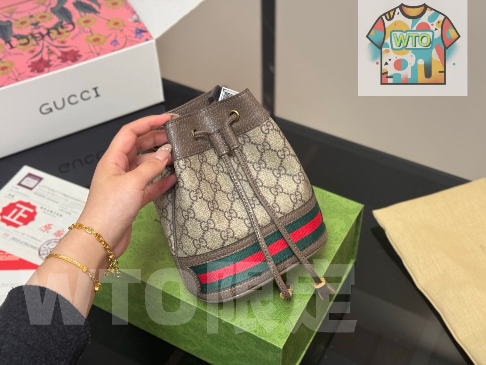 今日 Gucci Ophidia Bucket Bag 16×19cm グッチ オフィディア バケツバッグ 16×19cm-WTO輸入2