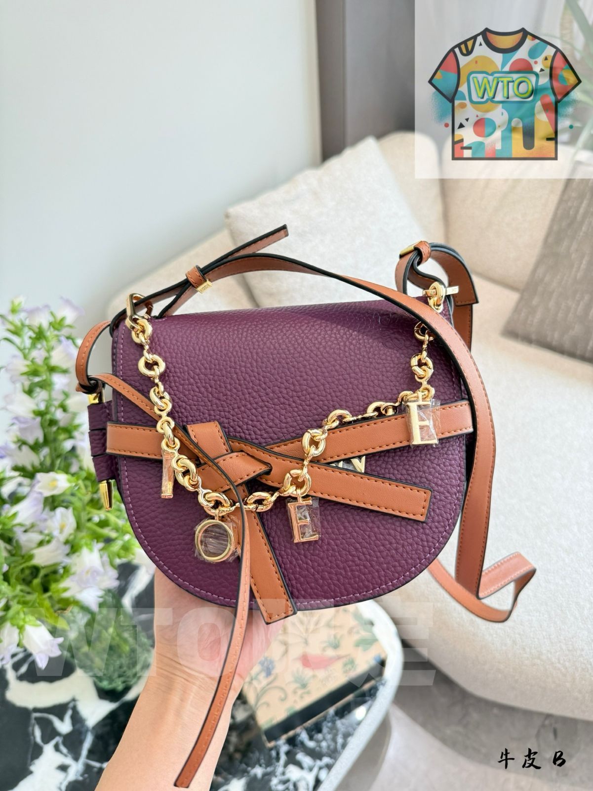 今日 LOEWE Leather Saddle Bag 20cm with Chain Gift ロエウェ 本革サドルバッグ 20cm チェーン付き-WTO輸入2