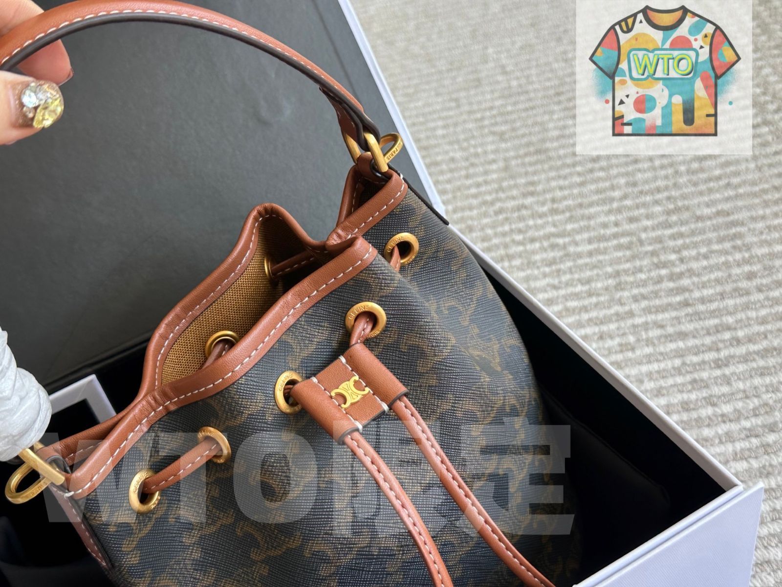 今日 Celine Bucket Bag 19×16cm セリーヌ バケツバッグ 19×16cm-WTO輸入2