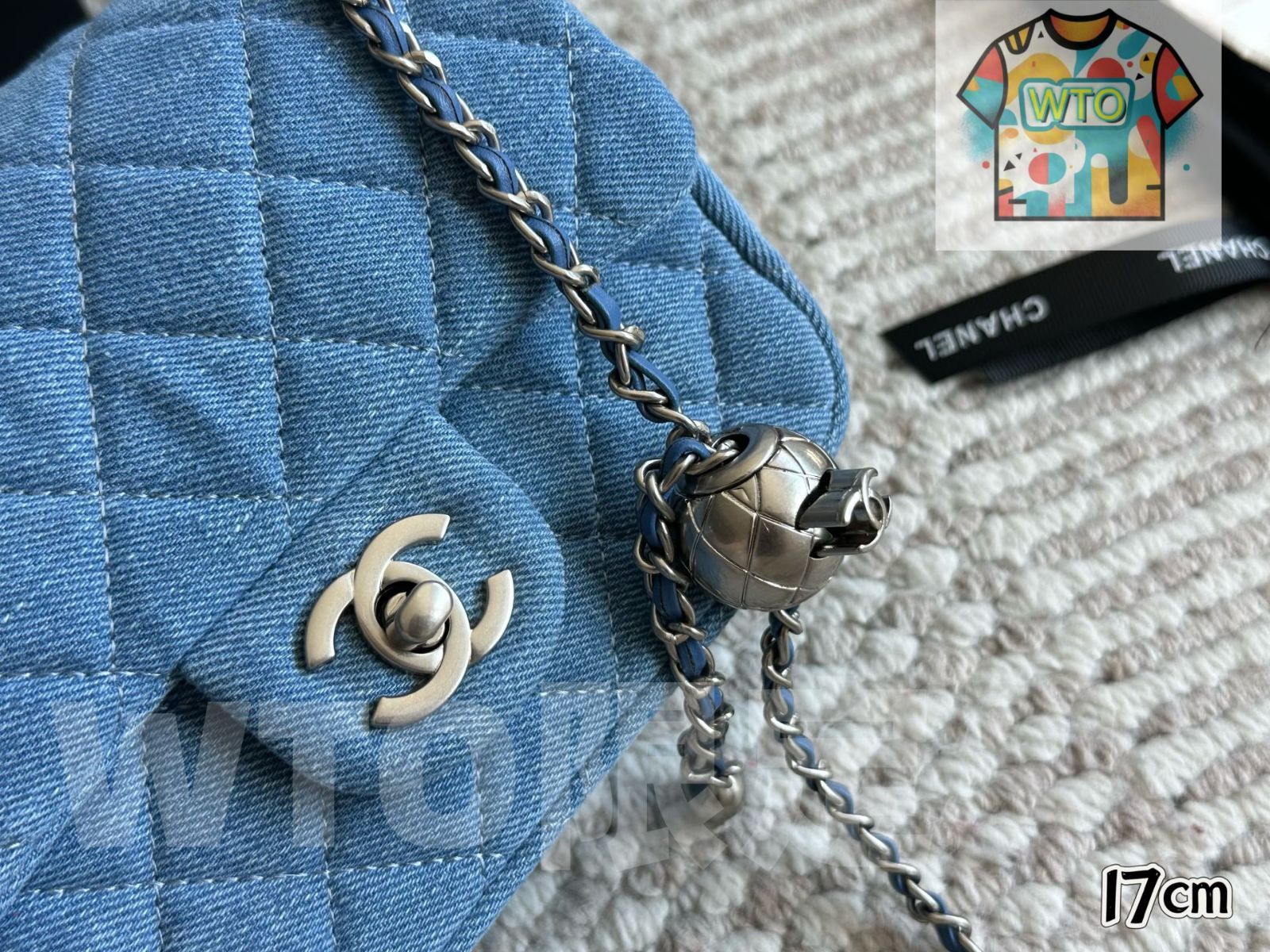 色とりどりの 今日 Chanel Denim G en Ball Square Flap 17×13cm シャネル デニム ゴールデンボール スクエアフラップ 17×13cm 深みのある