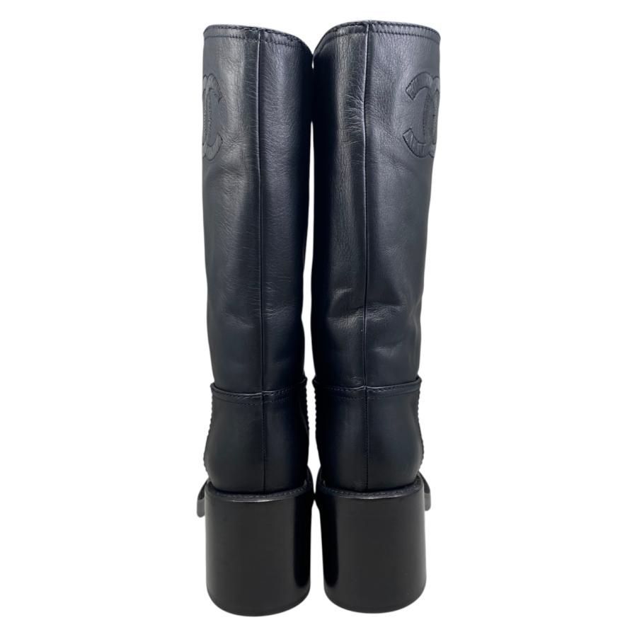 ☆E4533 シャネル ロングブーツ ココマーク G39614 37サイズ レザー