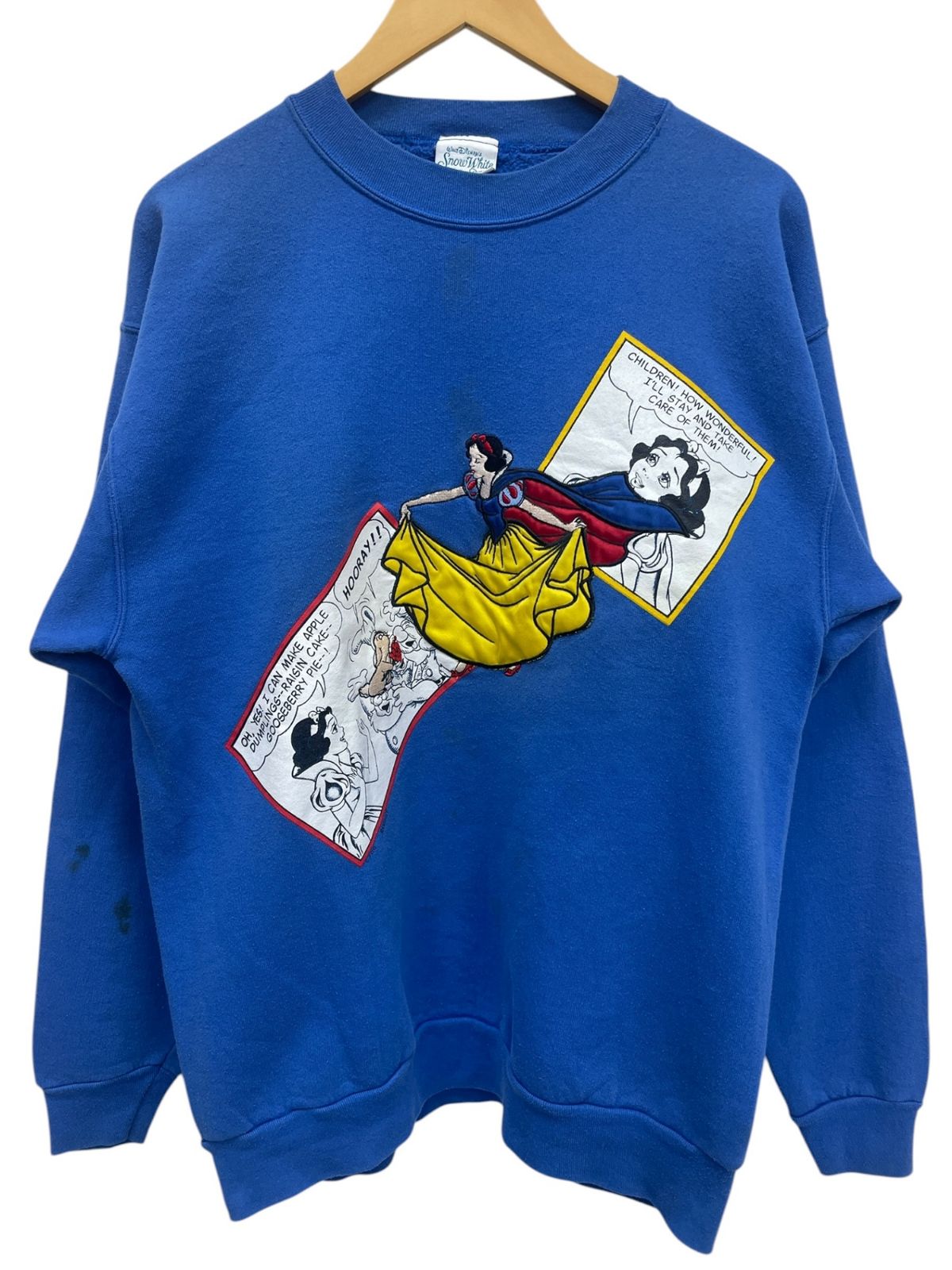 Disney ディズニー スノーホワイト 白雪姫 オフィシャル 古着 90s スエット トレーナー F ブルー メンズ 045