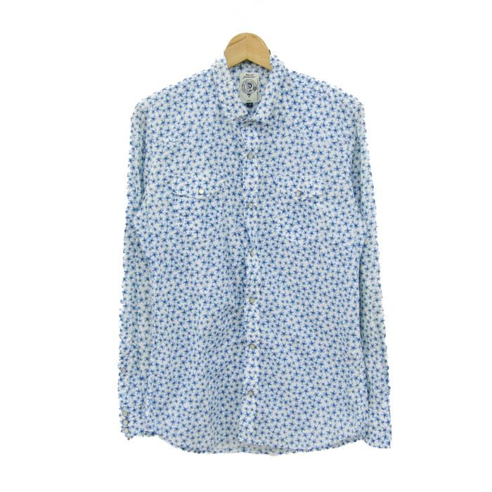 ディーゼル 長袖シャツ コットン ブランド トップス メンズ Sサイズ 水色×ホワイト DIESEL