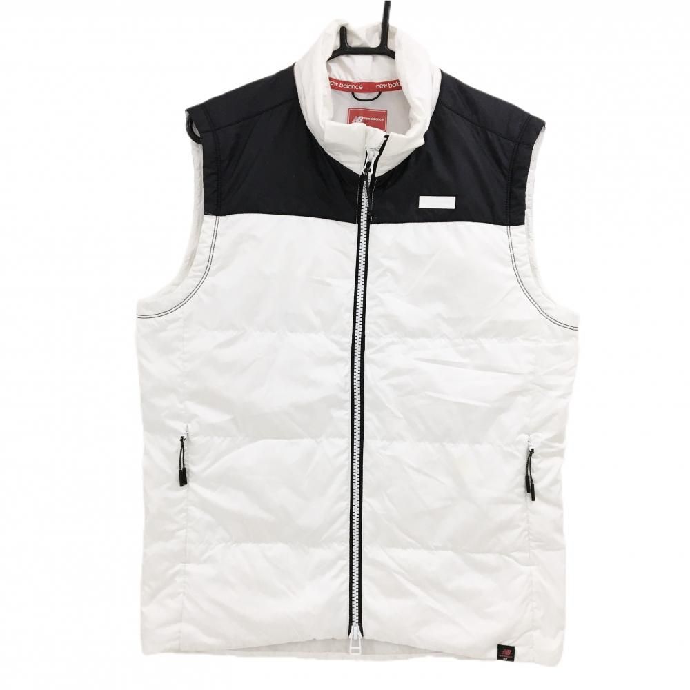 ニューバランス ダウンベスト 白×黒 バイ メンズ 4 M ゴルフウェア New Balance
