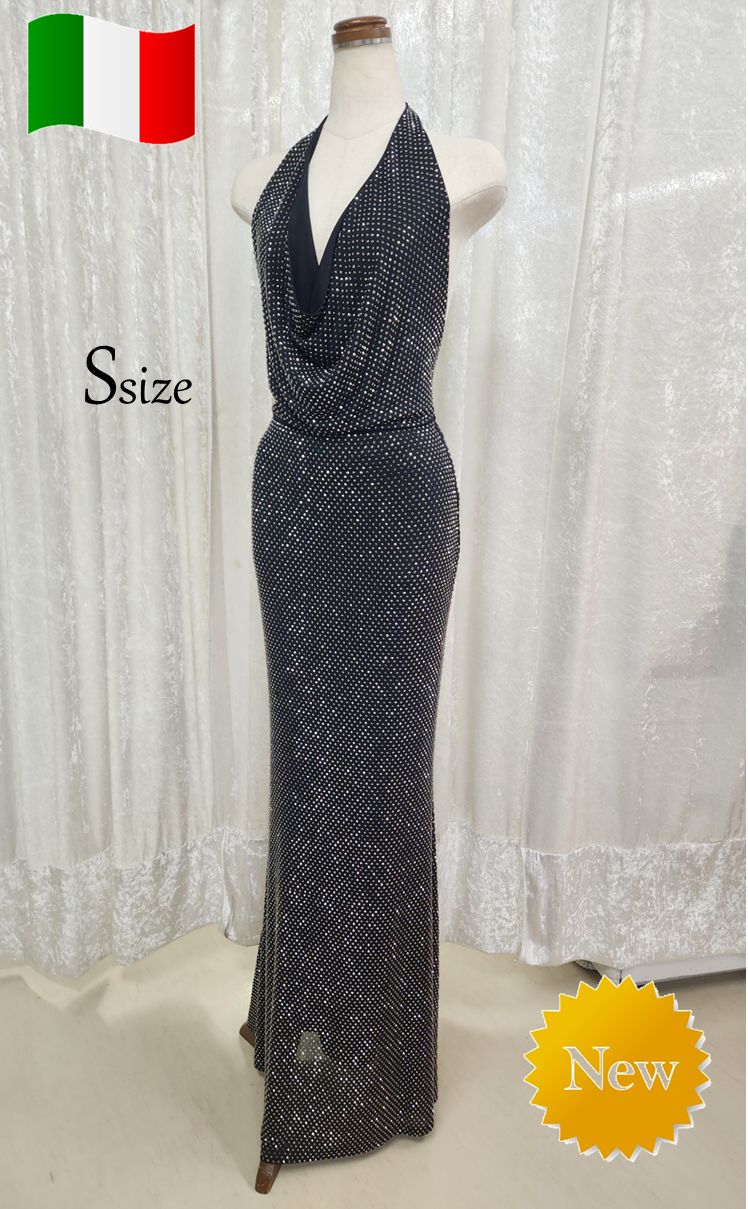 1点のみ!!! 社交ダンス 白樺ドレス公式 イタリア製 ワンピース イブニングドレス Sサイズ ブラックワンピース