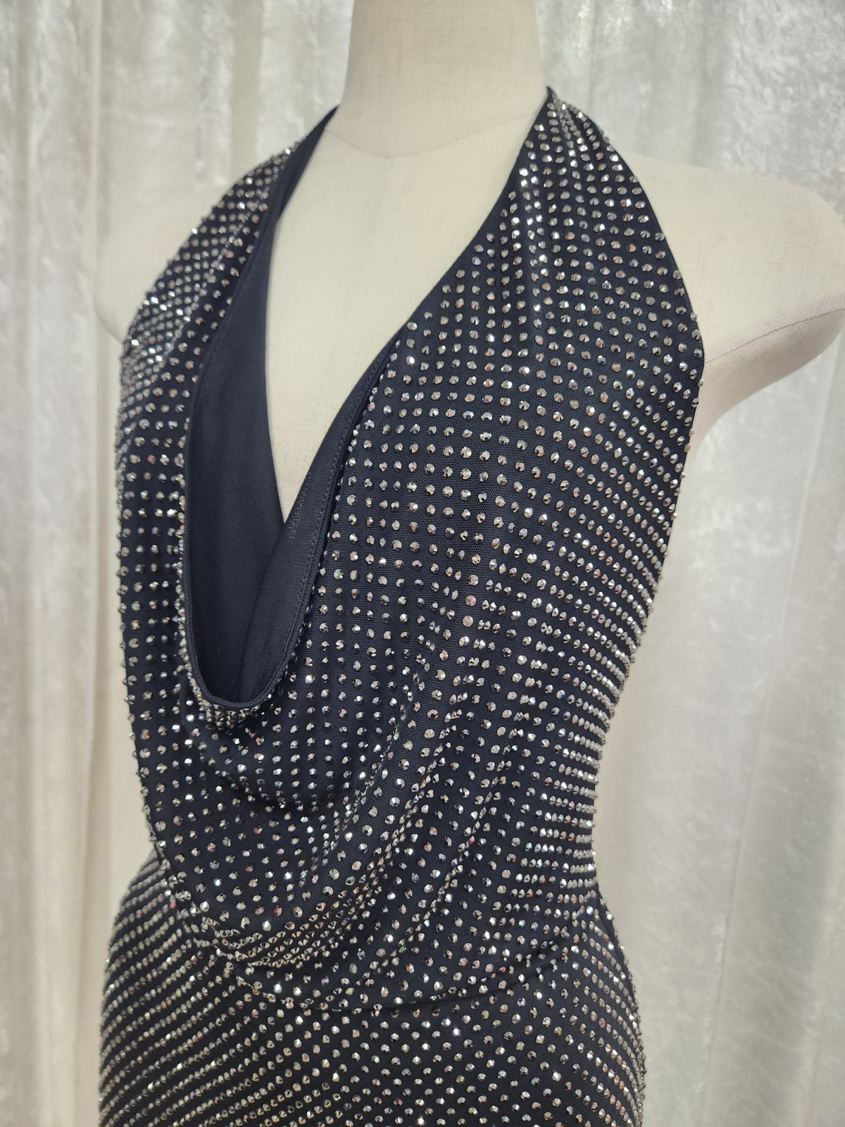 １点のみ!!! 社交ダンス 白樺ドレス公式 イタリア製 ワンピース イブニングドレス Ｓサイズ ブラックワンピース