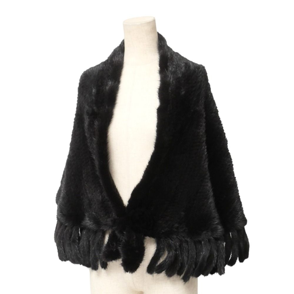 Mink ミンク ショール ミンクファー ミンクヤーン フリンジ ケープ ストール ティペット 毛皮 ブランド古着 20251113 RA6390
