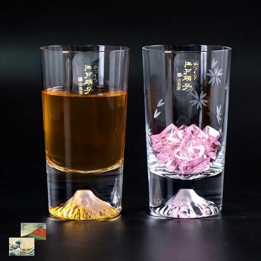田島硝子 手つくり桜切子富士山タンブラーペアセット 結婚祝い プレゼント ビール日本酒ウイスキー母の日父の日敬老の日退職祝い還暦 外国 海外 お土産 お祝いお中元 ギフト プレゼント 人気 宅飲み 桐箱入り