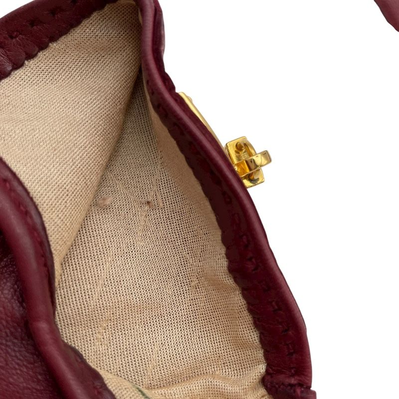  エルメス HERMES カデナチャームグローブ ボルドー レザー レディース 手袋 その他 小物