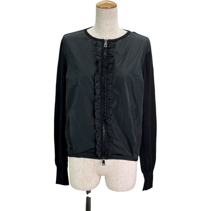 モンクレール MONCLER ナイロン切替ニットカーディガン G10939B71600 A9361 ブラック ウール レディース カーディガン