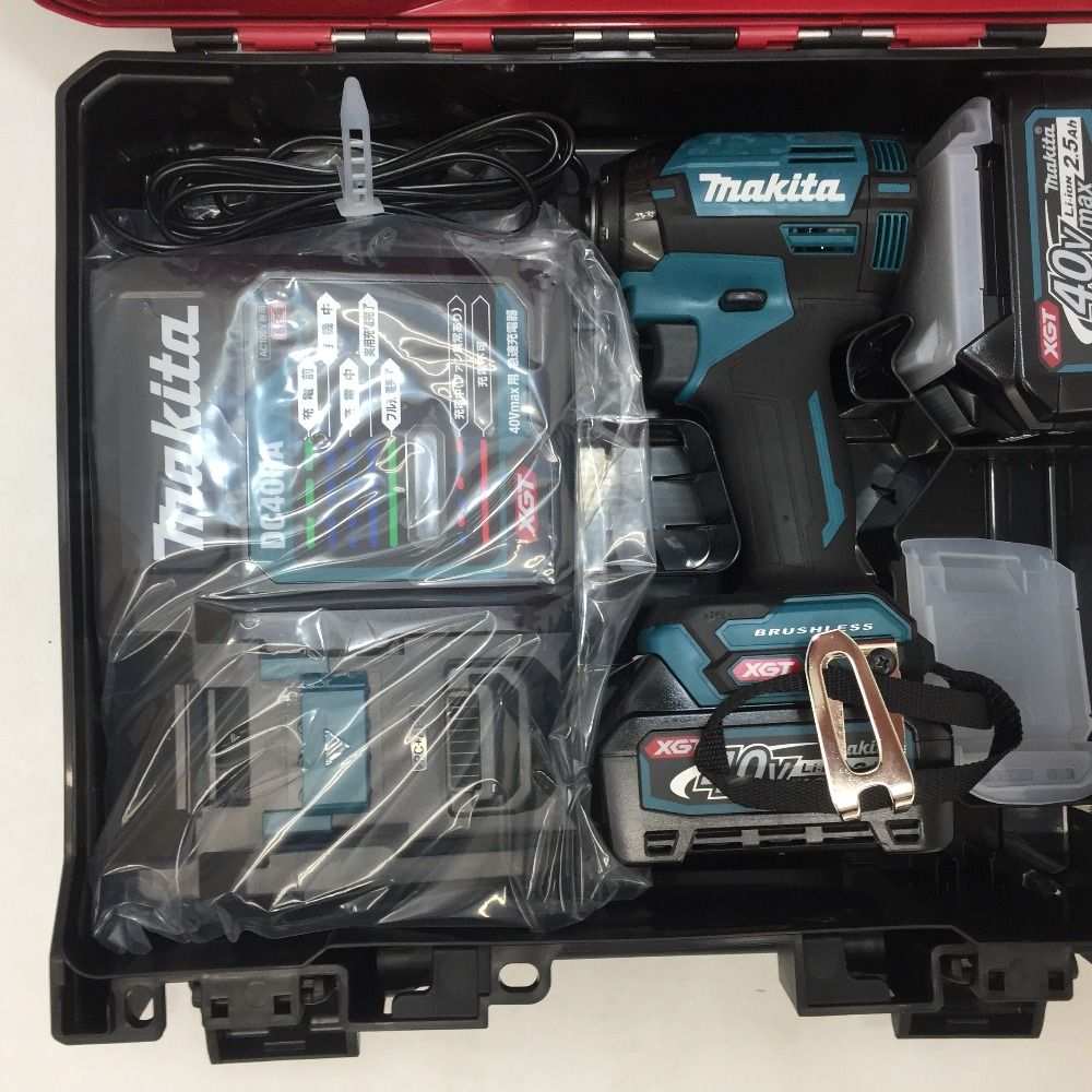 makita マキタ 40Vmax 2.5Ah 充電式インパクトドライバ 青 ケース 充電器 バッテリ2個セット TD002GRDX
