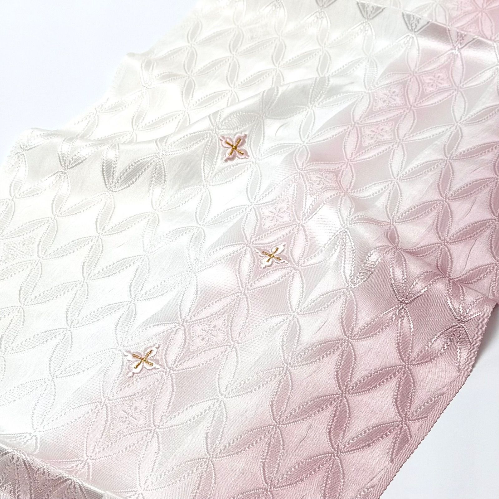 帯揚げ 和小物さくら 変わり七宝地紋 縦ぼかし刺繍 0023