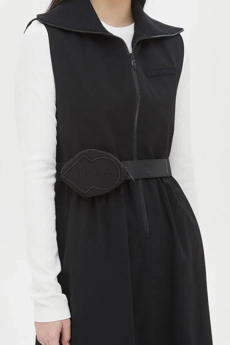  LUCKY CHOUETTE ラッキーシュエトゥ ポケットベルト ジップアップ ONE PIECE 長袖 七分袖 ひざ丈ワンピース