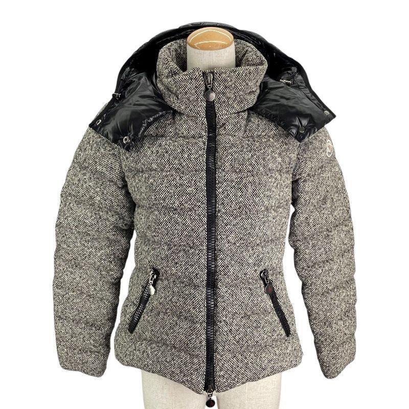 モンクレール MONCLER ASTERE ツイードダウンジャケット ブラック ウール レディース ダウンジャケット