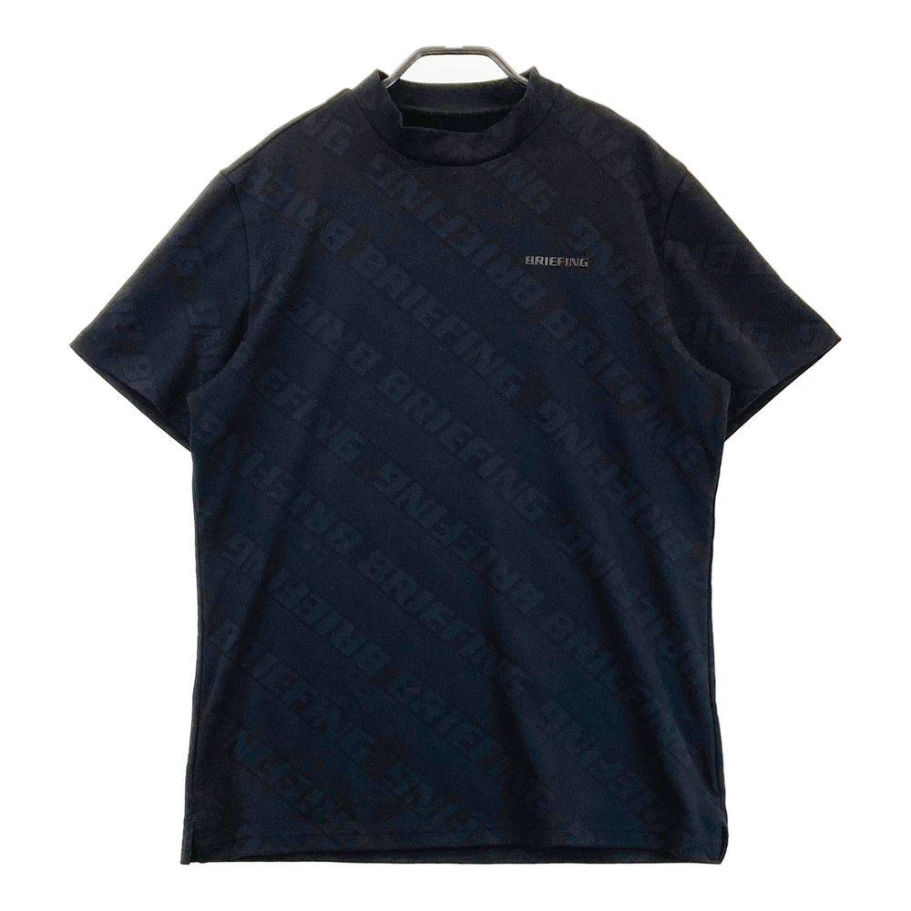 サイズ L BRIEFING GOLF ブリーフィング モデル モックネック 半袖Tシャツ ジャガード 総柄 ブラック系 240101555845 ゴルフウェア メンズ ストスト