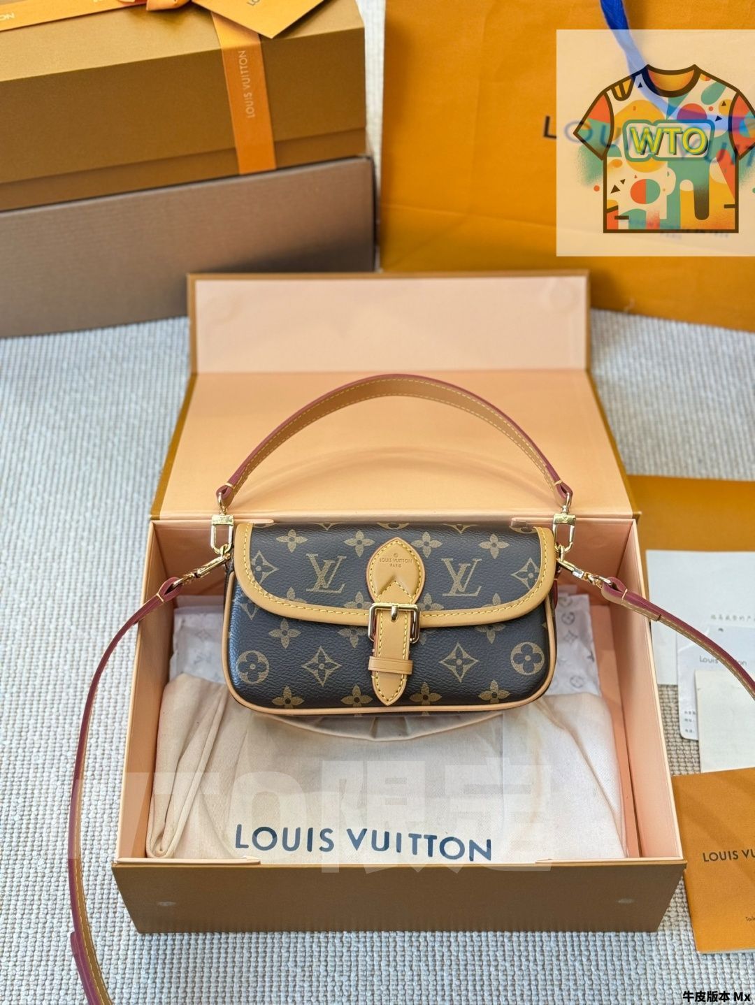 今日 Louis Vuitton Nano Diane 18×12cm 牛皮腋下法棍バッグ 全 五金付き ギフトボックス付属