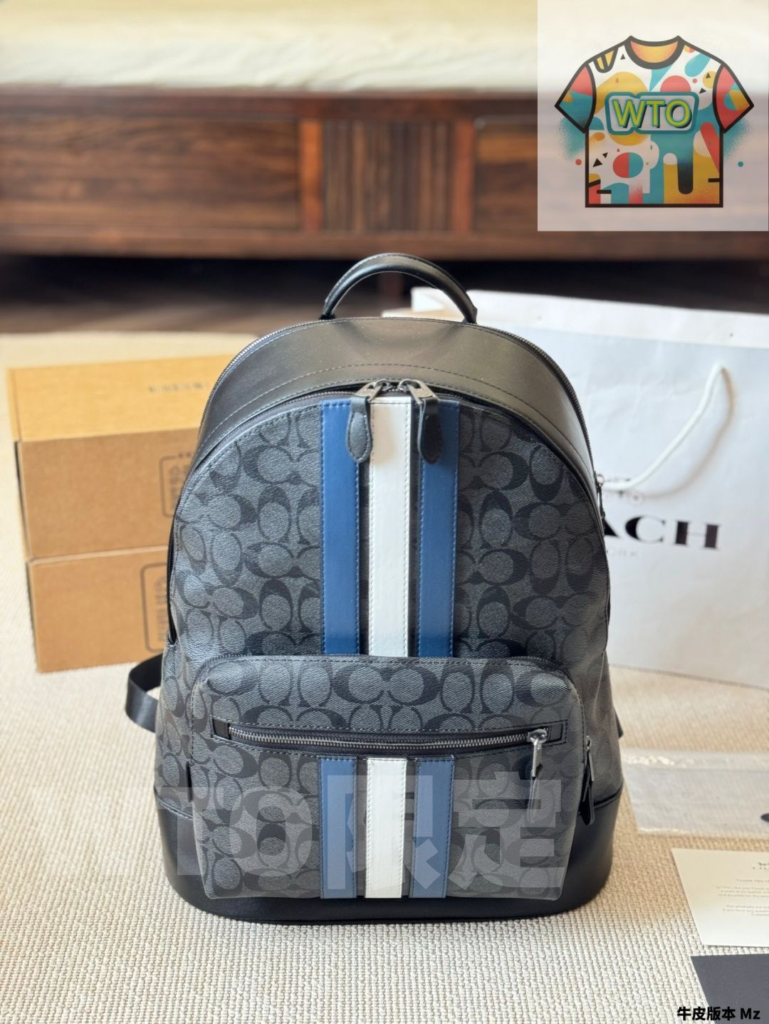 今日 Coach West 35 Black Vintage Print Colorblock Backpack - コーチ ウェスト 35 ブラック ヴィンテージプリント ブロック バックパック-WTO輸入