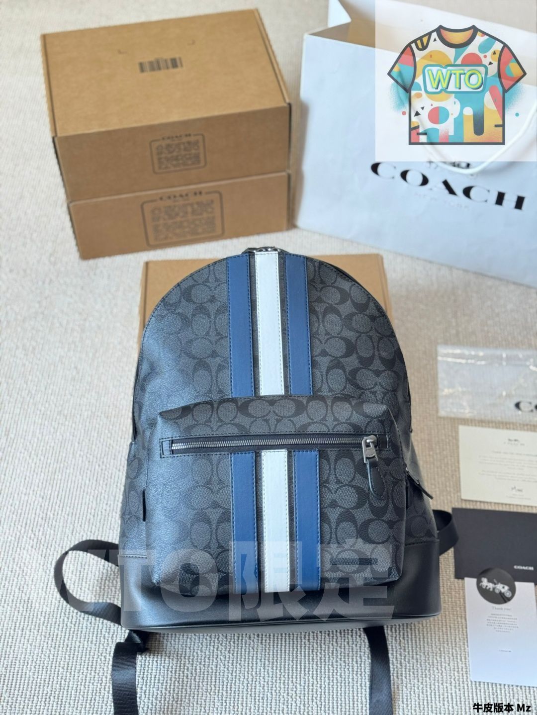 今日 Coach West 35 Black Vintage Print Colorblock Backpack - コーチ ウェスト 35 ブラック ヴィンテージプリント ブロック バックパック-WTO輸入