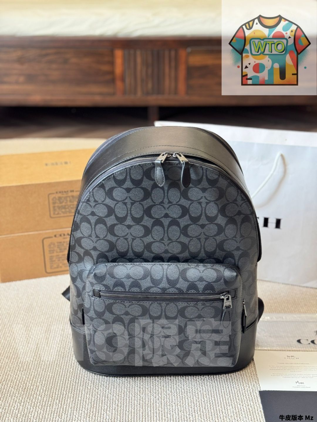 今日 Coach West 35 Black Vintage Print Colorblock Backpack - コーチ ウェスト 35 ブラック ヴィンテージプリント バックパック-WTO輸入