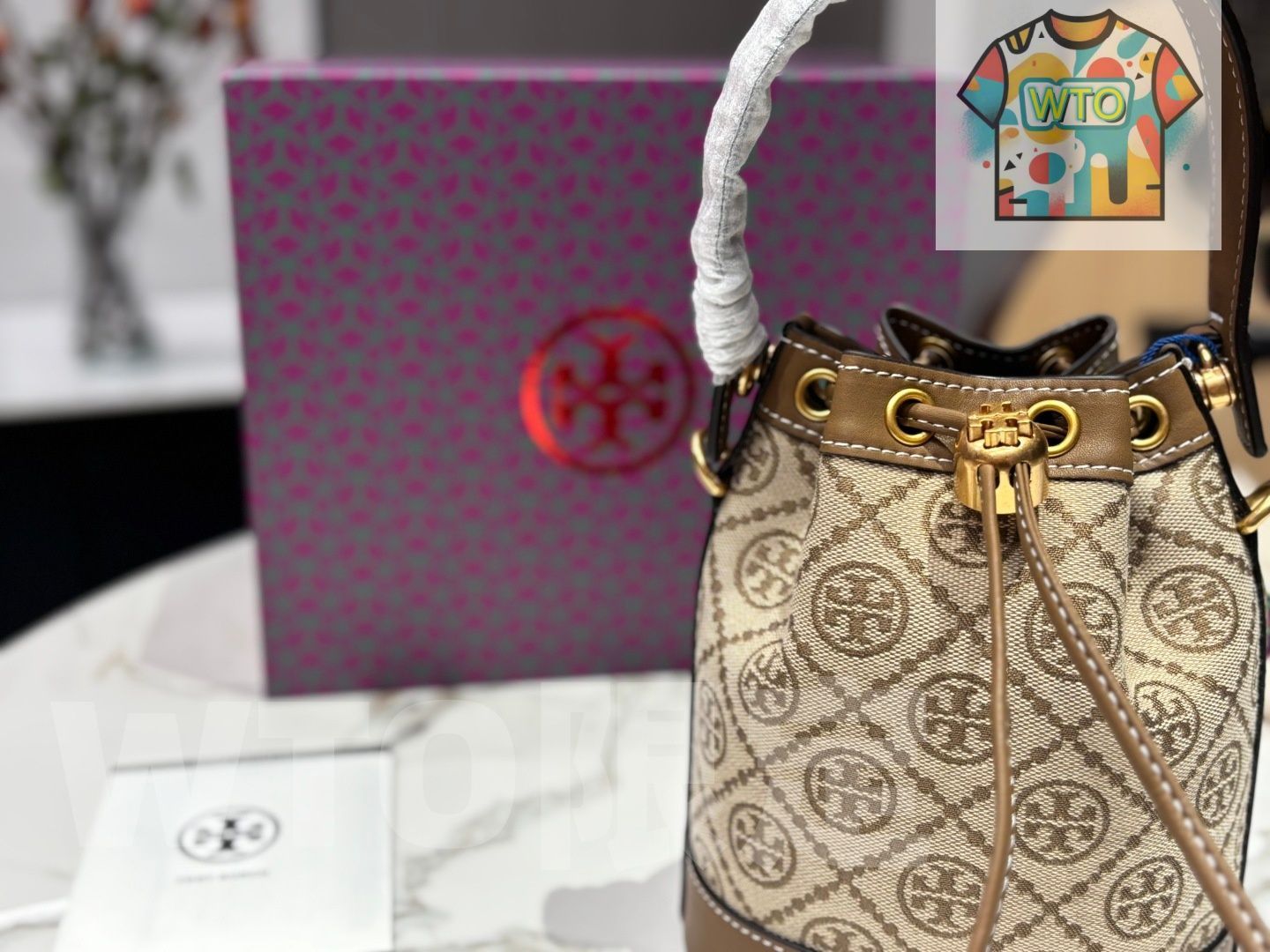 今日 TB T Monogram Bucket Bag - TB T モノグラム バケットバッグ-WTO輸入