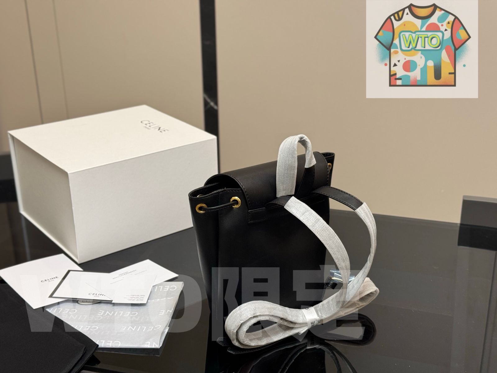 【送料無料】 今日 Celine Mini Leather-Trimmed Backpack - セリーヌ ミニ レザートリム バックパック-WTO輸入2