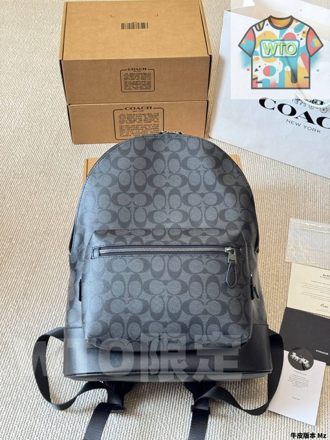 今日 Coach West 35 Black Vintage Print Colorblock Backpack - コーチ ウェスト 35 ブラック ヴィンテージプリント バックパック-WTO輸入